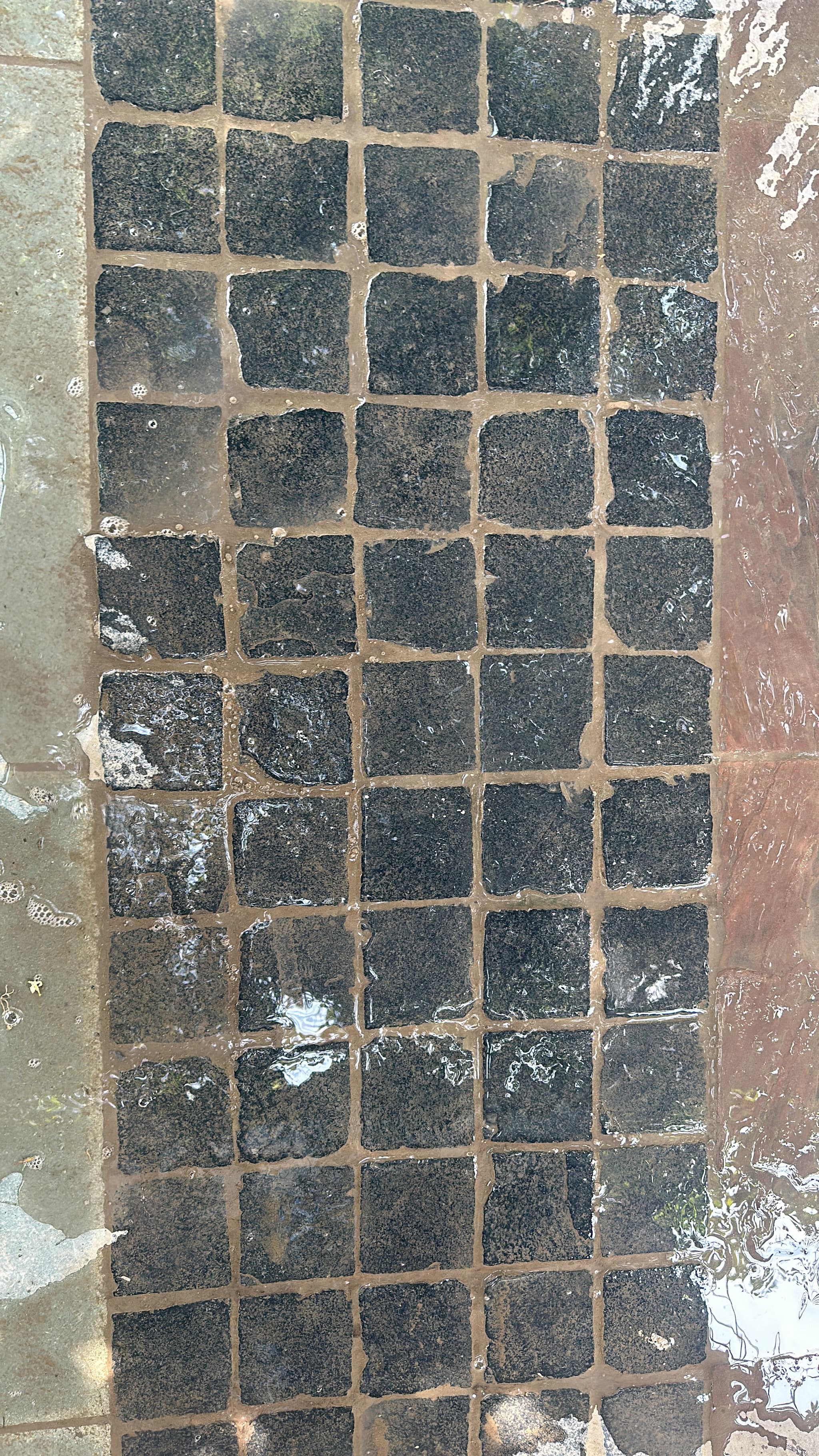 Black Kadapa Cobbles 01 parking-walkway — Rocks Studio