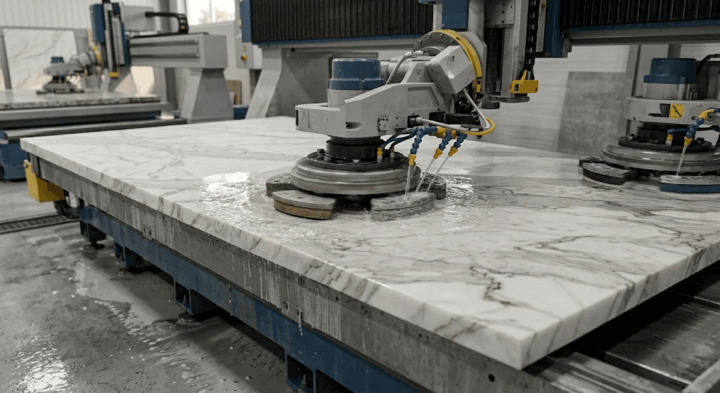 Honed and matte stone surface finish