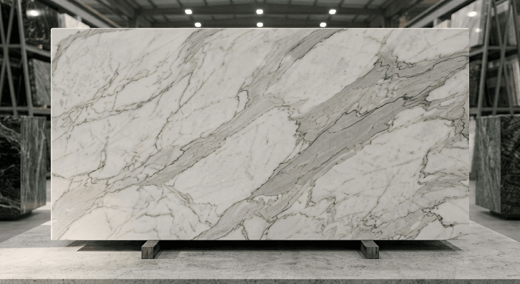 Polished natural stone surface finish
