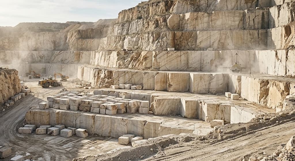Active natural stone quarry extraction
